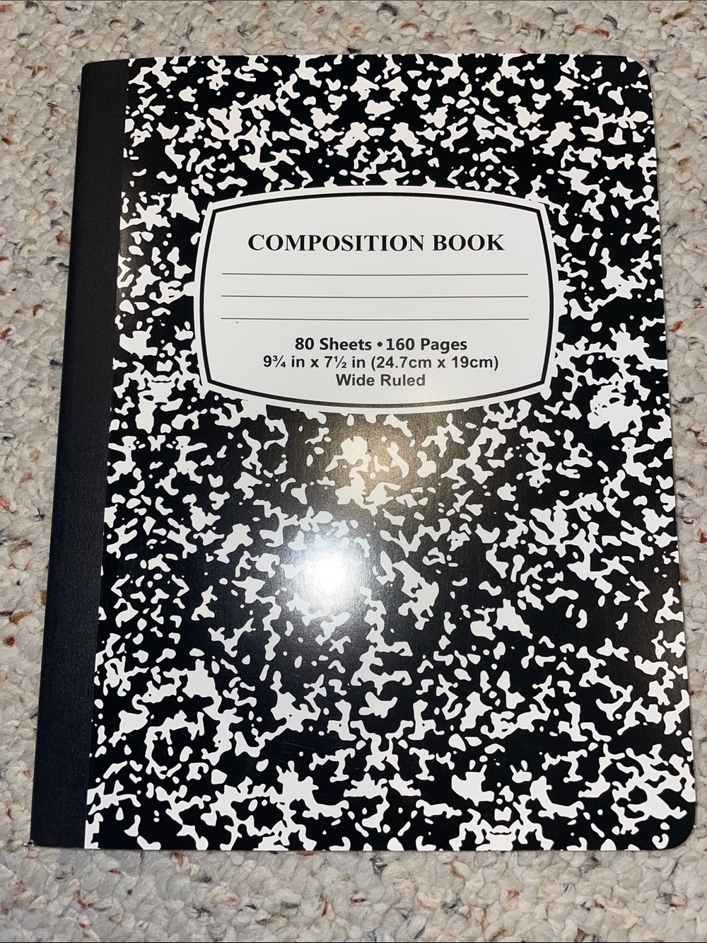 Wide Ruled Black & White Composition Book - Classic Notebook